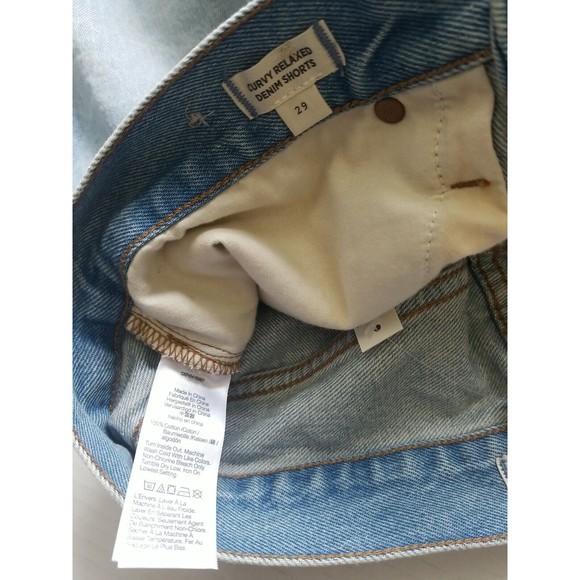 Madewell Curvy Relaxed Light Blue Distressed Button Fly Denim Shorts SZ 29 - Picture 8 of 12